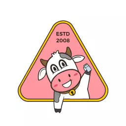 Playful cow triangle dairy logo template