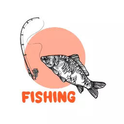 Fishing logo in black and orange color