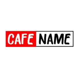 Bold red cafe name logo