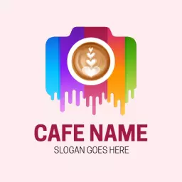 Rainbow cafe logo design template 