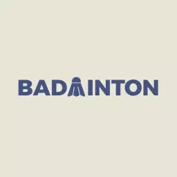 Clean beige text badminton logo design