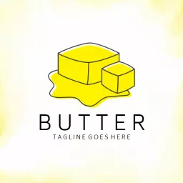 Melting butter cube dairy logo design