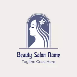Vintage blue beauty salon logo