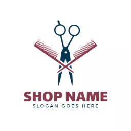 Blue art hair salon logo template