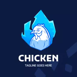 Frozen blue minimal design chicken logo