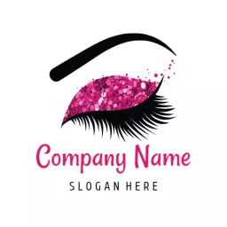 Pink glitter makeup logo design