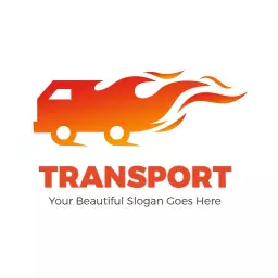 Red flame design transport logo