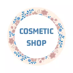 Blue floral circle cosmetic logo