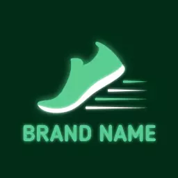 Shoes logo in green minimal runner silhouette