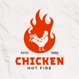 Orange flames hot chicken logo design