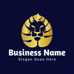 Blue and gold leafy crest lion logo