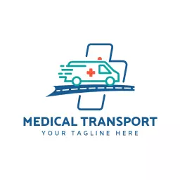 Transport logo with healthcare vehicle