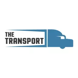 Minimal blue truck icon transport logo