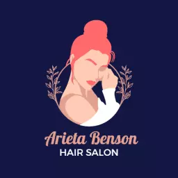 Colorful illustrated hair salon logo design