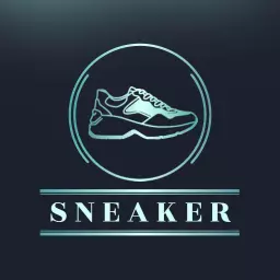 Minimal neon blue emblem shoes logo