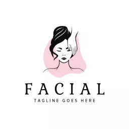 Pink feminine facial outline skin care logo