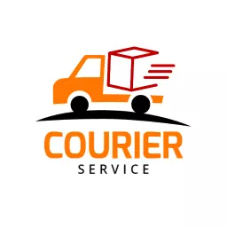 Orange vehicle delivery courier logo