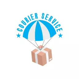 Blue airborne package courier logo template